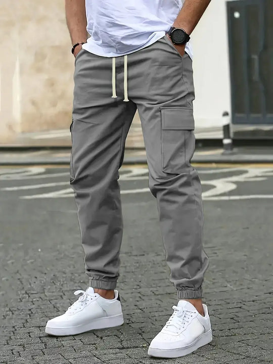 Caleb   | Trendy Solid-Coloured Men's Pants with Side Pockets