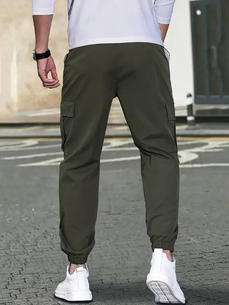 Caleb   | Trendy Solid-Coloured Men's Pants with Side Pockets