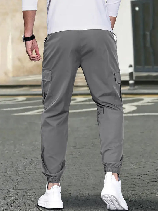 Caleb   | Trendy Solid-Coloured Men's Pants with Side Pockets