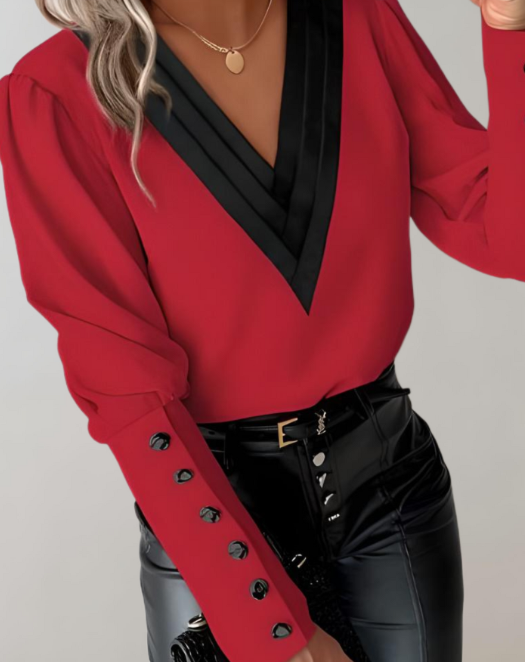 Emma  - Trendy Long Sleeve Shirt with V-neck