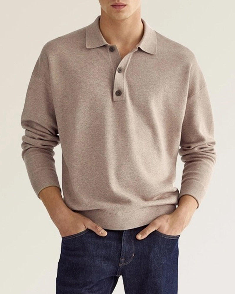 Elijah   | Long-Sleeve Polo with Button Placket