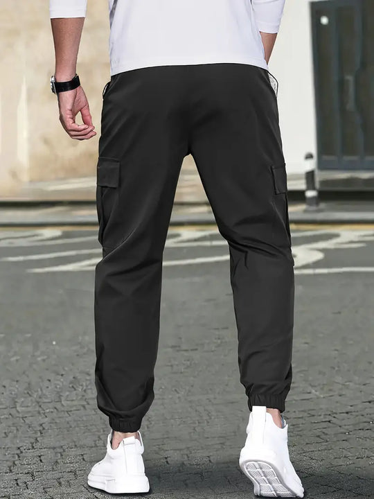 Caleb   | Trendy Solid-Coloured Men's Pants with Side Pockets