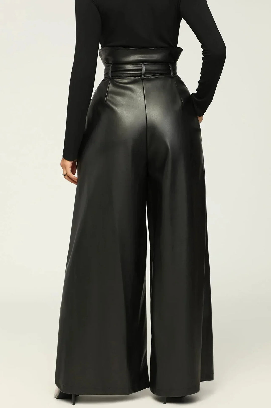 Claire  | High-Waisted Pants with Belt, Side Zipper