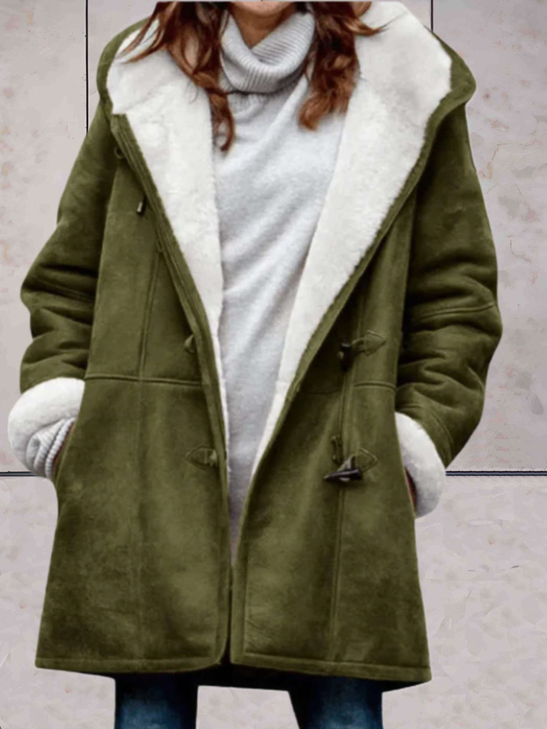 Charlotte   - Luxe Faux Suede Winter Jacket with Fleece Lining